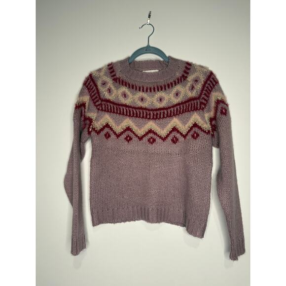 Cozy Pink Nordic Fair Isle Heartloom Sweater XS - Picture 6 of 8